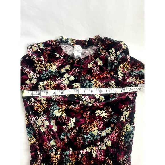 Ella Moss Girls Floral Print Velvet Dress Size 10 Girls Cute Girly Smocked Waist - Picture 9 of 10